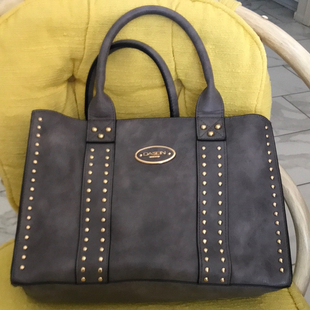 Studded Tote Bag in Dark Brown